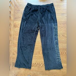 JUICY COUTURE Velour Spell Out Black‎ Pants Track  Joggers Y2K Loungewear XL